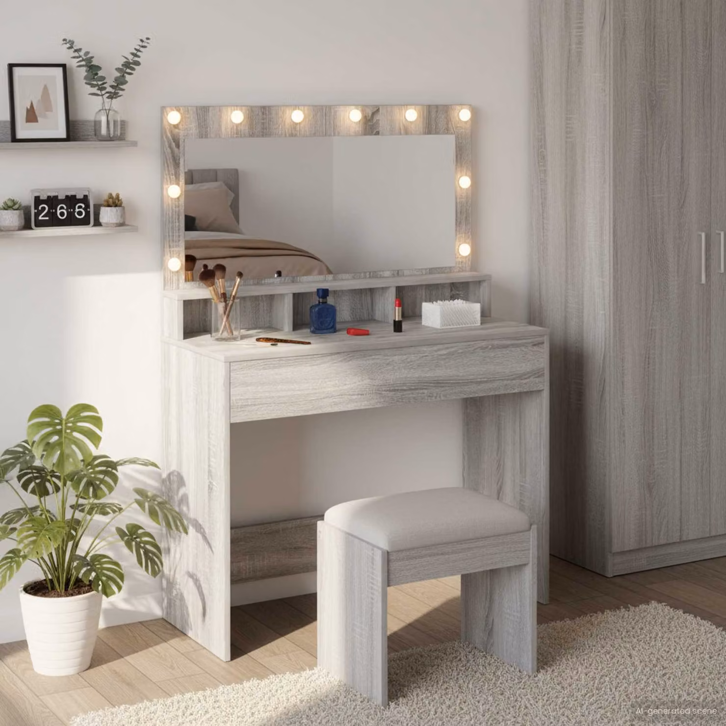 vidaXL Tavolo da Trucco Moderno Grigio L: 100 cm, P: 41 cm, H: 135 cm