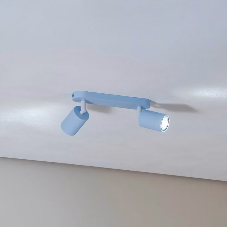Faretto da soffitto Livia, azzurro, 35 cm, a 2 luci, metallo, GU10 Livia TK Lighting, dimmerabile, Blu, Cameretta, Metallo, Faretto alogeno
