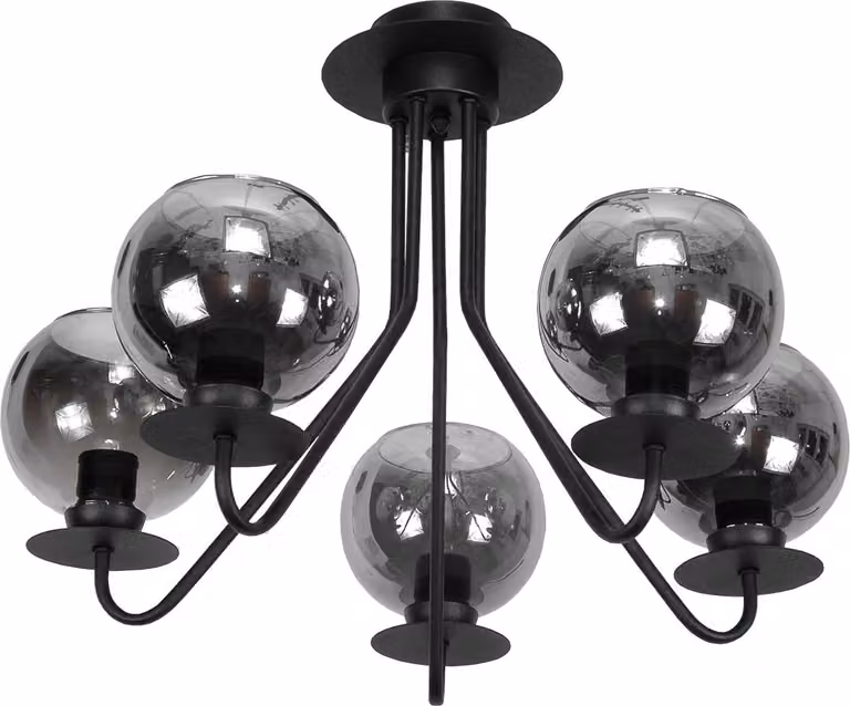 Lampada da soffitto a sospensione, nera, paralume in vetro grafite, 15-240 LUPIA