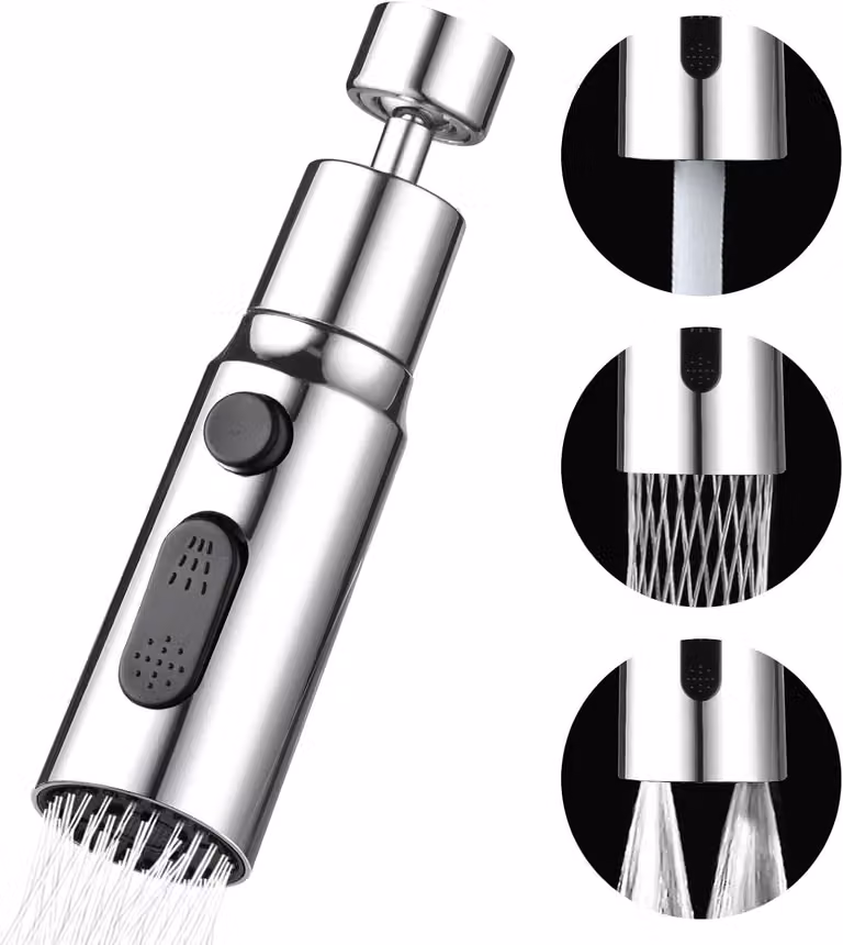 Ugello per rubinetto da cucina - Rotazione a 360° - Attacco FM22 M24 - Sifone con 3 getti - Sostituzione del beccuccio aeratore - Aeratore - Accessori per rubinetti