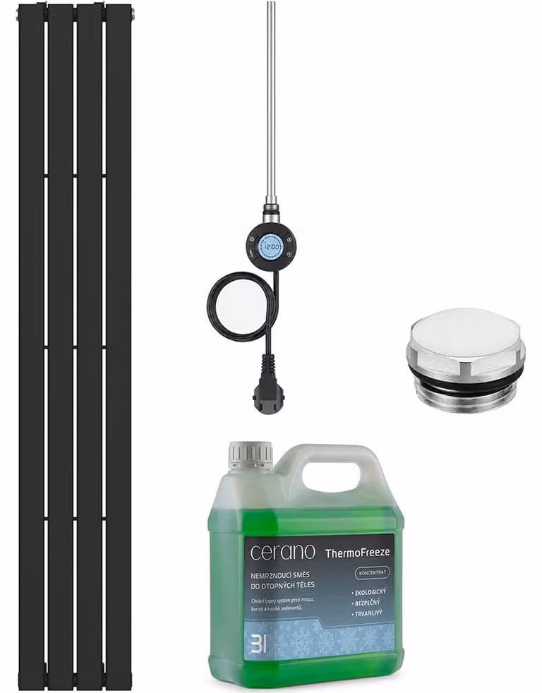 Set di radiatori elettrici da bagno Arlen - WIFI - 600W - nero opaco - 1800x300 mm
