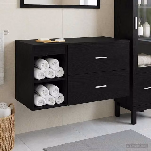 Set di mobili per il bagno 2 pz Rovere Nero 3403937