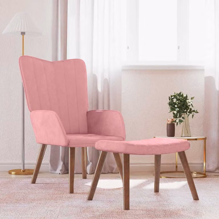 vidaXL Poltrona Relax con Poggiapiedi Rosa in Velluto