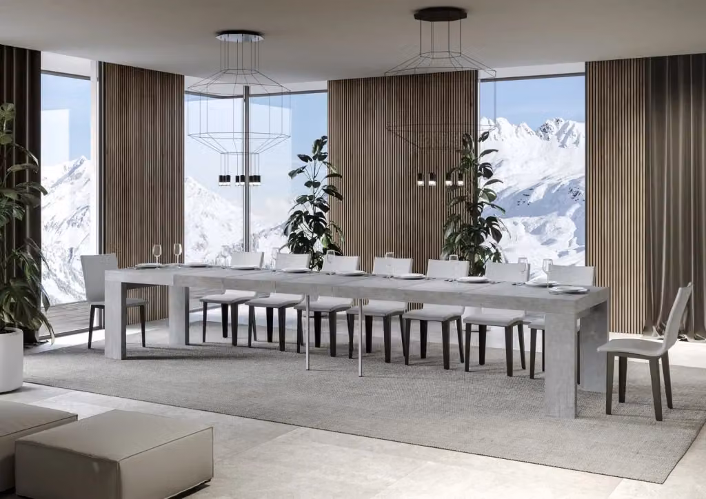 Tavolo allungabile Roxel Premium in cemento grigio L/P: 130 x 90 cm, estensibile fino a 390 cm – 2