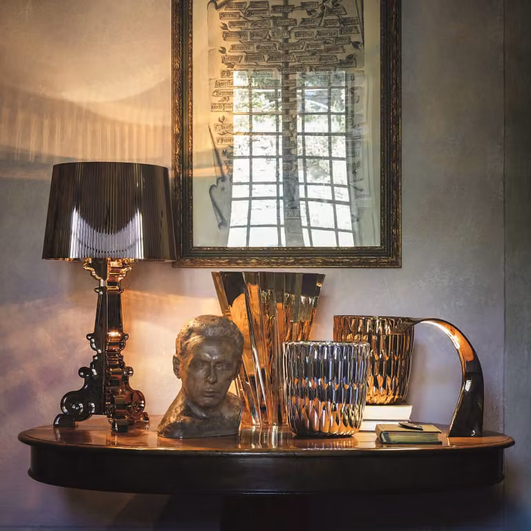 Kartell Lampada da tavolo di design Bourgie, dimmerabile, Rame, Soggiorno / Sala da pranzo, Plastica, Design, Lampada da tavolo