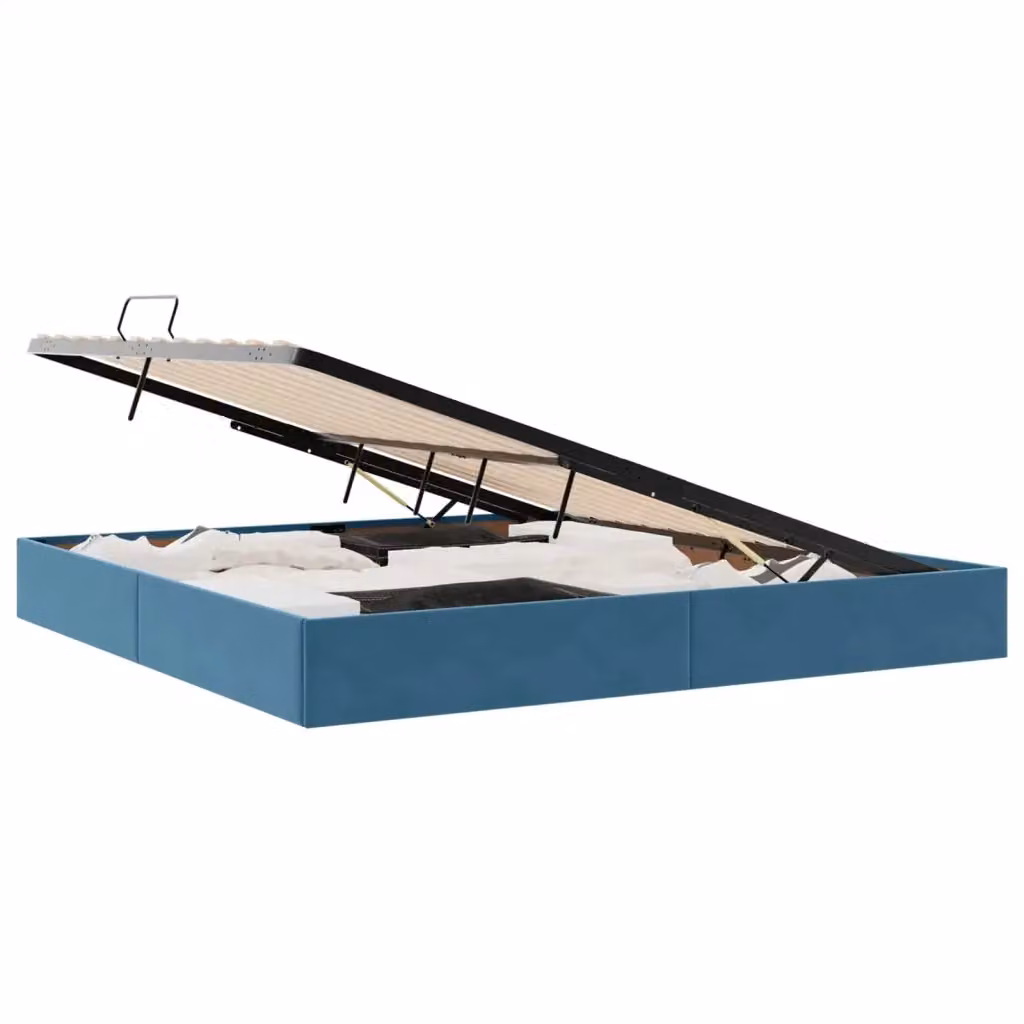 Letto ottomano con contenitore vidaXL in velluto blu, L 200 x P 200 x H 280 cm – 2