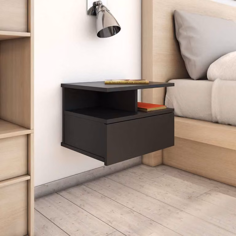 vidaXL Comodino Pensile Nero in Legno e MDF L 40 cm, P 31 cm, H 27 cm
