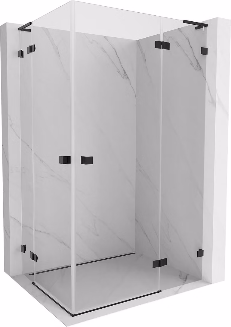 Mexen Lunar L Duo cabina doccia ad anta battente destra 85 x 70 cm, trasparente, nero - 834L-085P-070L-70-00