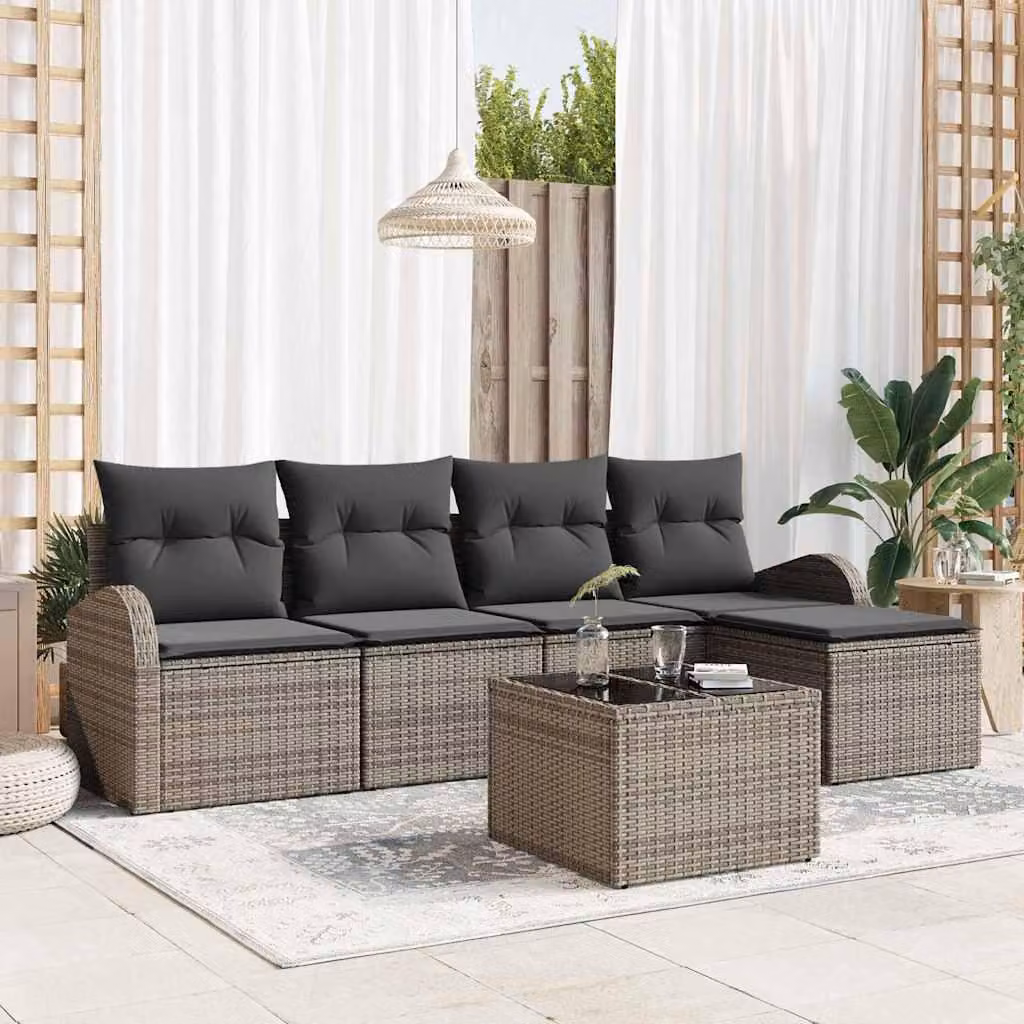 Maison Exclusive - Set di divani con cuscino 6 pcs Grigio polyrattan