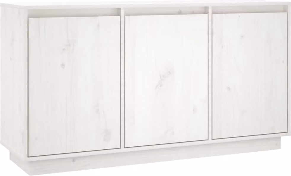 Credenza Bianca 111x34x60 cm in Legno Massello di Pino
