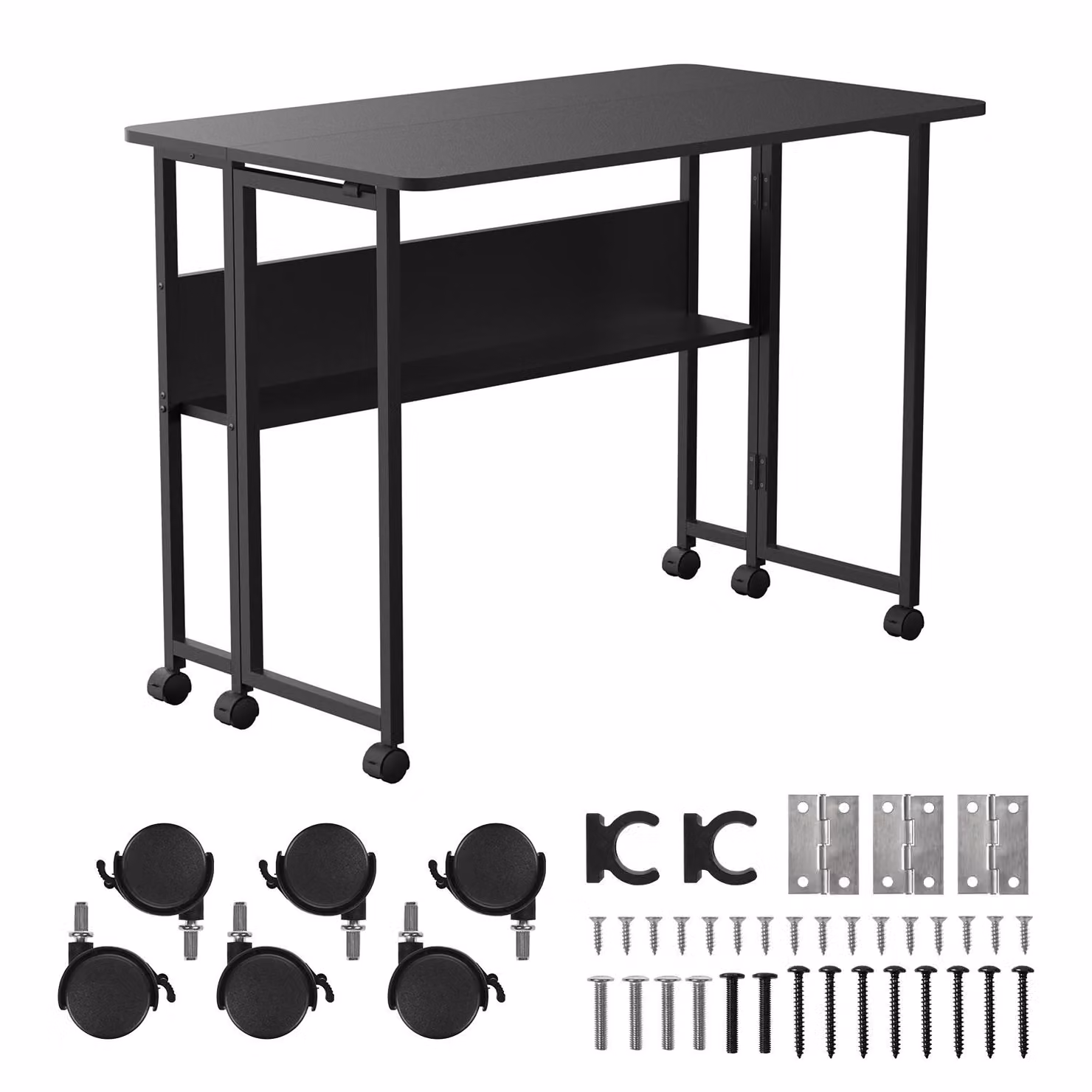 Tavolo pieghevole Maclean nero piano mobile 100x58cm max. 50kg MC-126 B