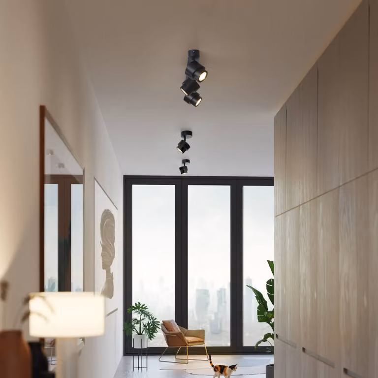 Escale Faretto LED BRUSH, nero, Ø 7 cm, metallo, dimmerabile, 2.700 K dimmerabile, Nero, Soggiorno / Sala da pranzo, Alluminio, Moderno, Downlight