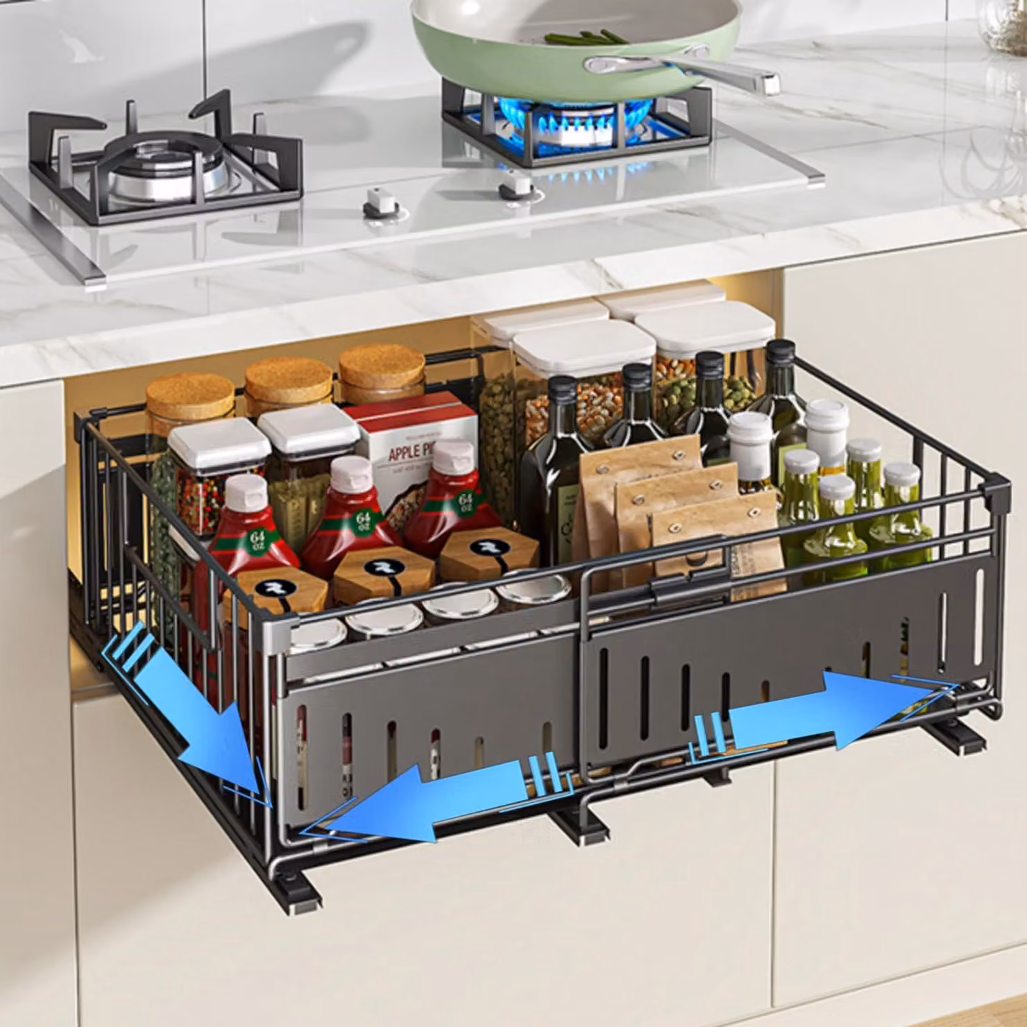 Omgoods - Organizzatore da cucina estensibile con ripiani in metallo