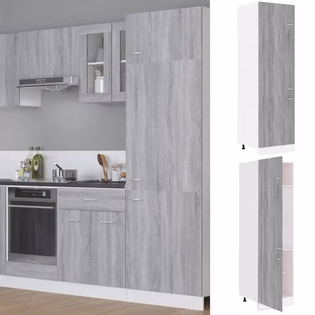 Armadio per Frigo “Lyon” Grigio Sonoma 60x57x207 cm 815601