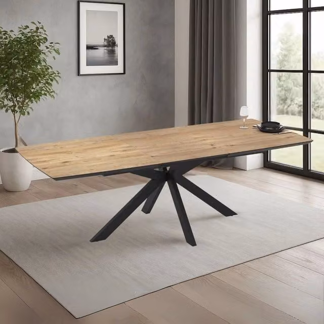 Tavolo allungabile Verano piano rovere e base nera 180/240x100x76H