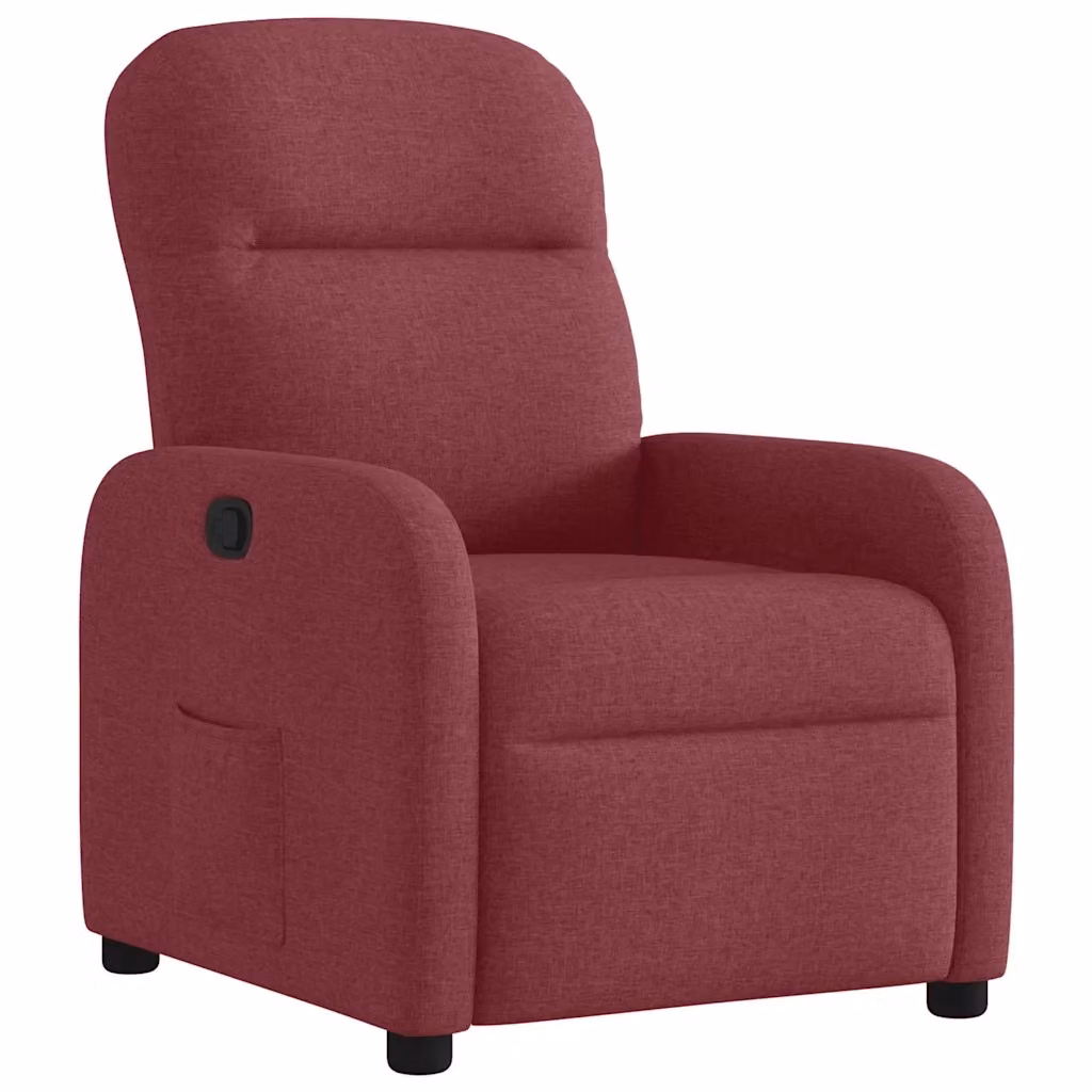 Poltrona Reclinabile Relax vidaXL in Tessuto Rosso con Braccioli e Leva Manuale – 2