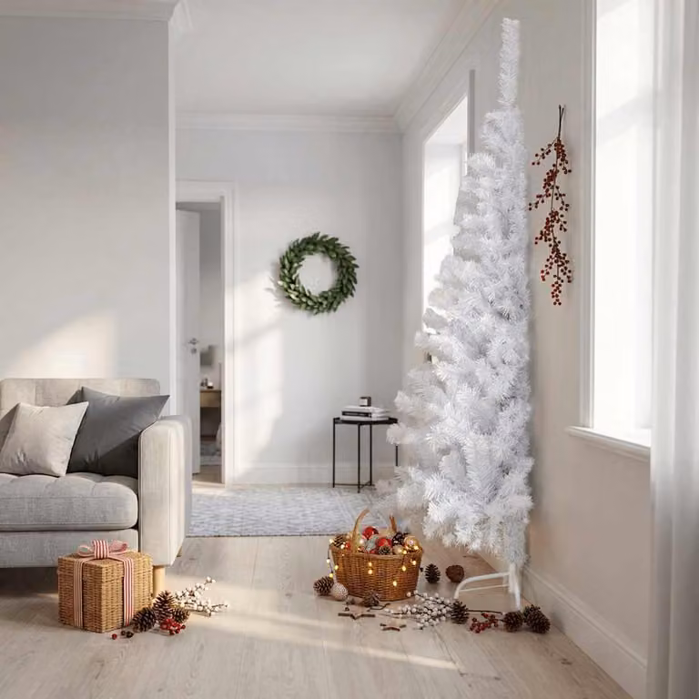 Maison Exclusive - Albero di Natale artificiale a mezza altezza con supporto, bianco, 210 cm, in PVC