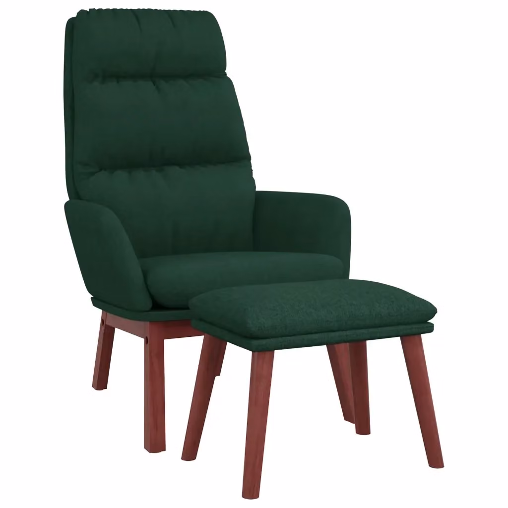 Poltrona Relax con Poggiapiedi vidaXL Verde in Tessuto e Struttura Mista – 2
