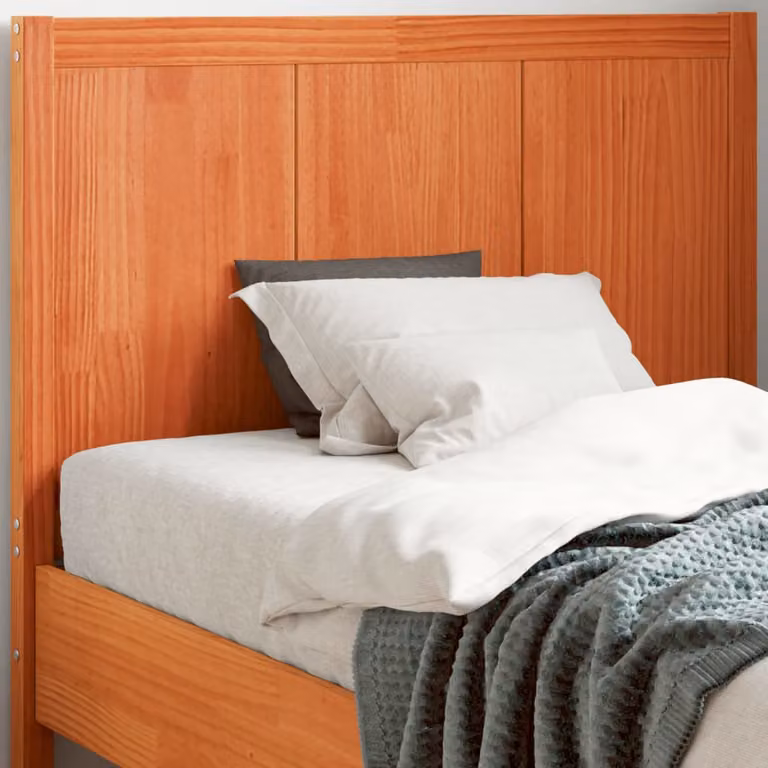 Testiera per letto vidaXL in legno massello di pino color marrone cera con stile rustico, Larghezza: 100 cm