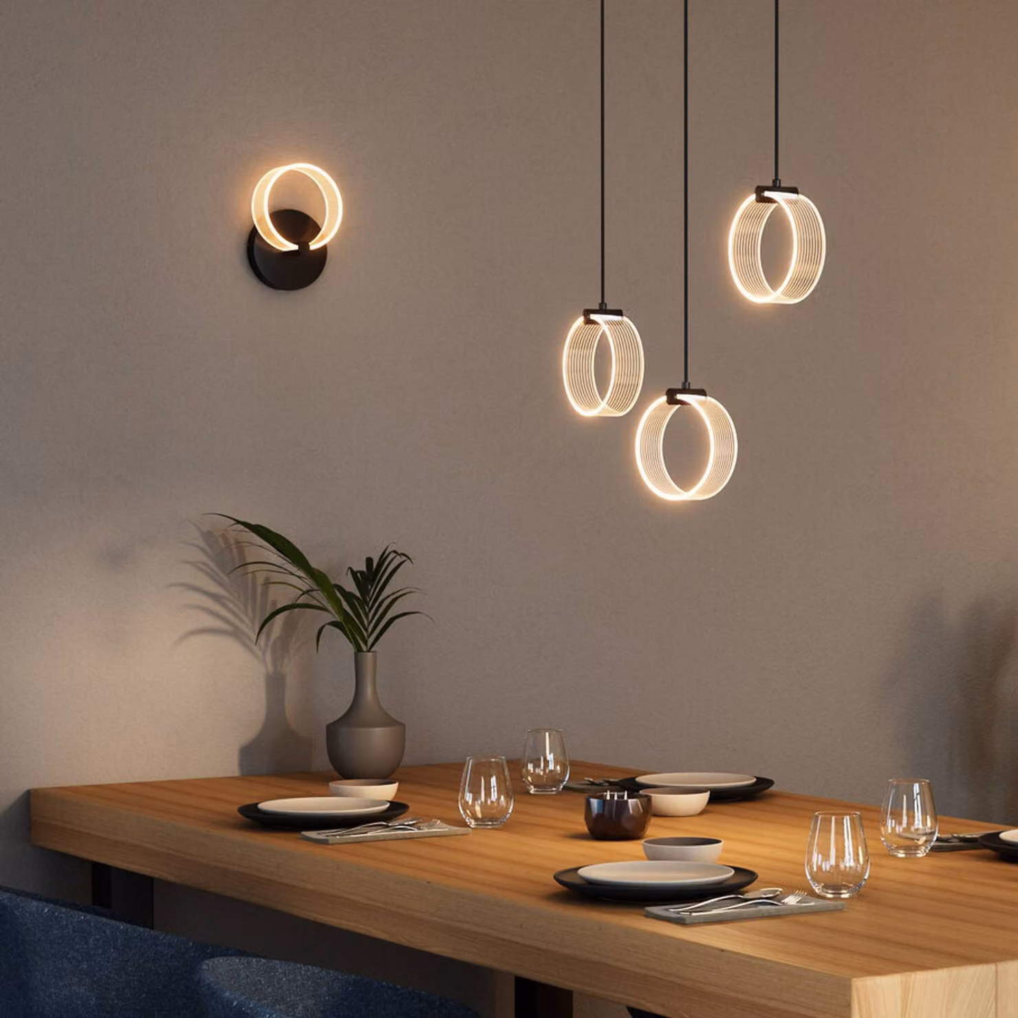OSRAM Applique da parete a LED Decor Circle, Nero, Soggiorno / Sala da pranzo, Plastica, Moderno, Applique a LED
