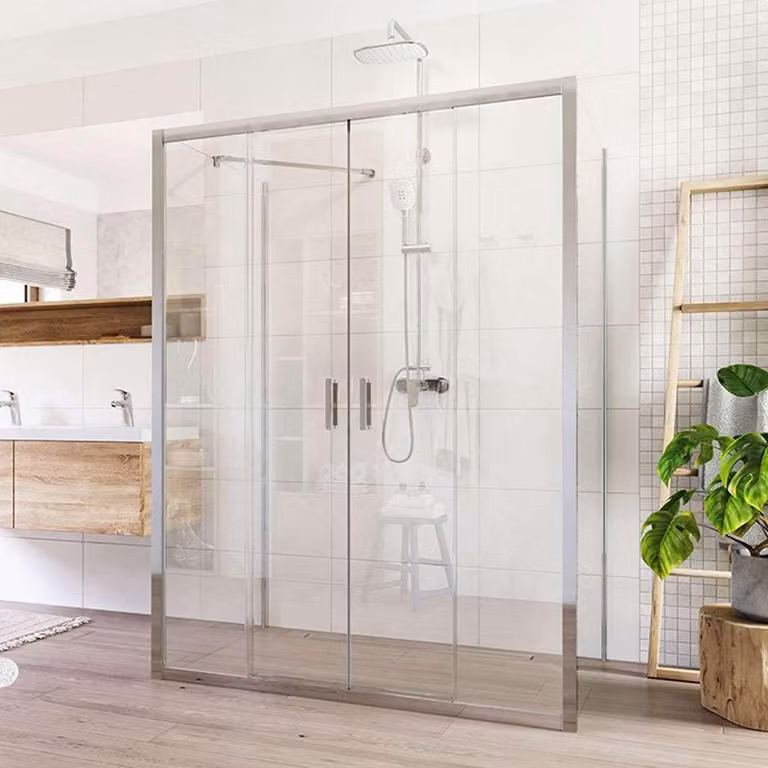 Box doccia Mereo, Lima, rettangolo a U, quattro pezzi, scorrevole, 90x150x90 cm, cromo ALU, vetro Clear - CK85923K