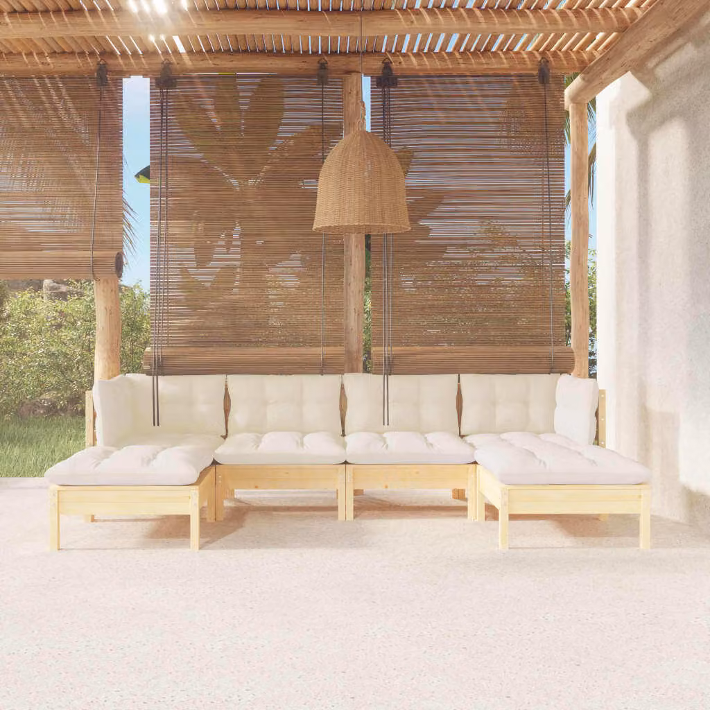 Maison Exclusive - Set Salotto da Giardino 6 pz con Cuscini Crema Legno di Pino