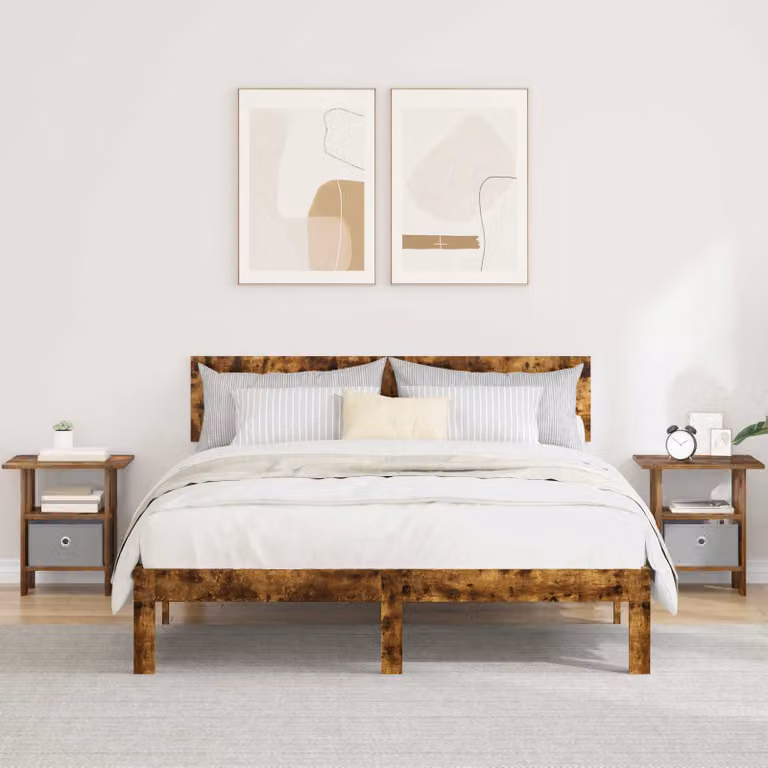Set di 2 comodini vidaXL in legno MDF color rovere fumo, design moderno per camera da letto o soggiorno, L 41 cm x P 40 cm x H 45 cm