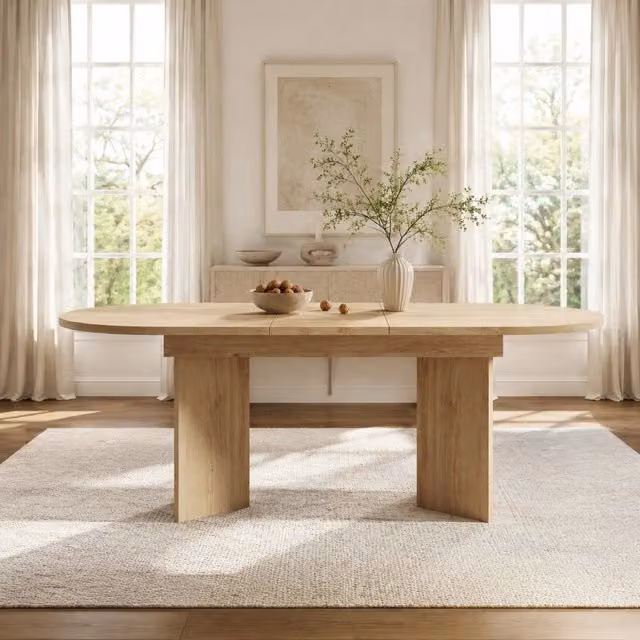 Tavolo da pranzo estensibile 160x80x75;5 cm in MDF con angoli arrotondati; rovere