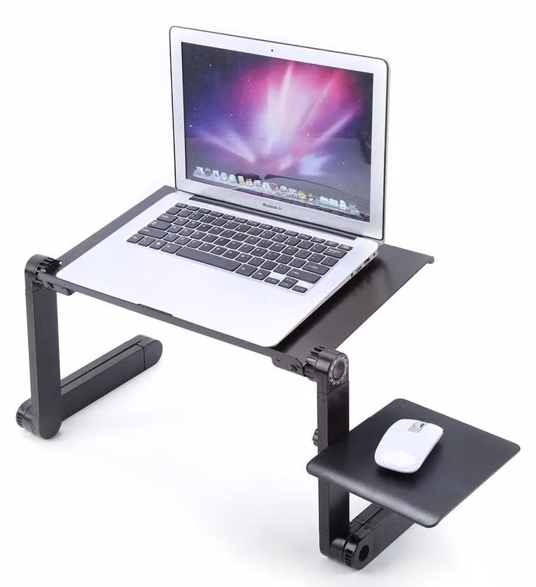 Tavolo da letto regolabile per laptop - Scrivania pieghevole - Leggero e portatile - Design ventilato - Uso multifunzionale - Tavolo per laptop