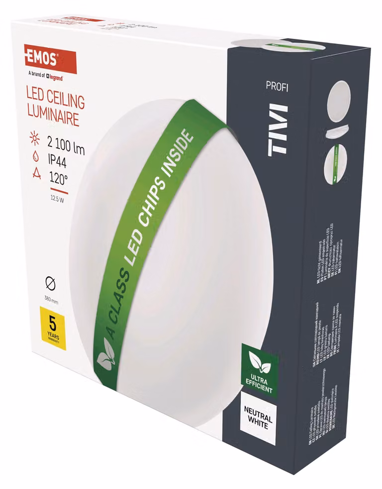 EMOS Apparecchio LED TIVI, bianco rotondo 12,5W, IP44, bianco neutro, ZM3408