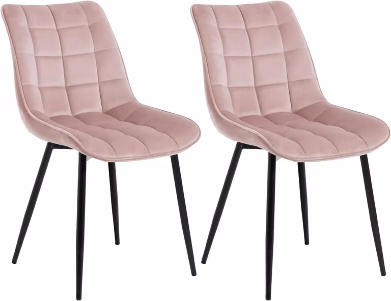 Set di 2 sedie per sala da pranzo WOLTU, sedia imbottita con schienale, portata fino a 150 kg, seduta in velluto, gambe in metallo, rosa