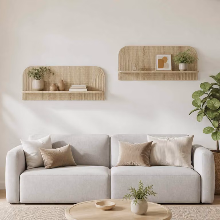 Set di 2 scaffali da parete vidaXL in stile minimalista, colore Rovere Sonoma, L 102 x P 13,5 x H 37,5 cm