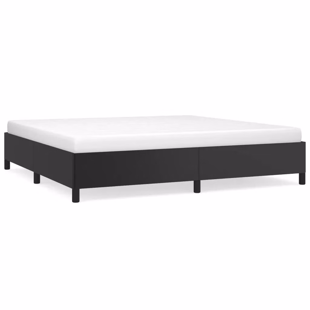 Letto matrimoniale imbottito vidaXL in similpelle nera con doghe in legno L/P/H: 200 x 200 x 35 cm – 2
