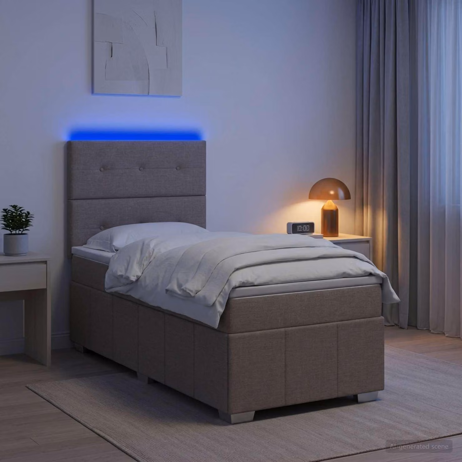 Maison Exclusive - Letto boxspring a LED con materasso color taupe 100 x 200 cm in tessuto