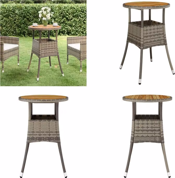 vidaXL Tavolo da giardino Ø60x75 cm in legno di acacia e poly rattan grigio - Tavolo da giardino - Tavoli da giardino - Tavolo da pranzo da giardino - Tavolo da pranzo per esterni