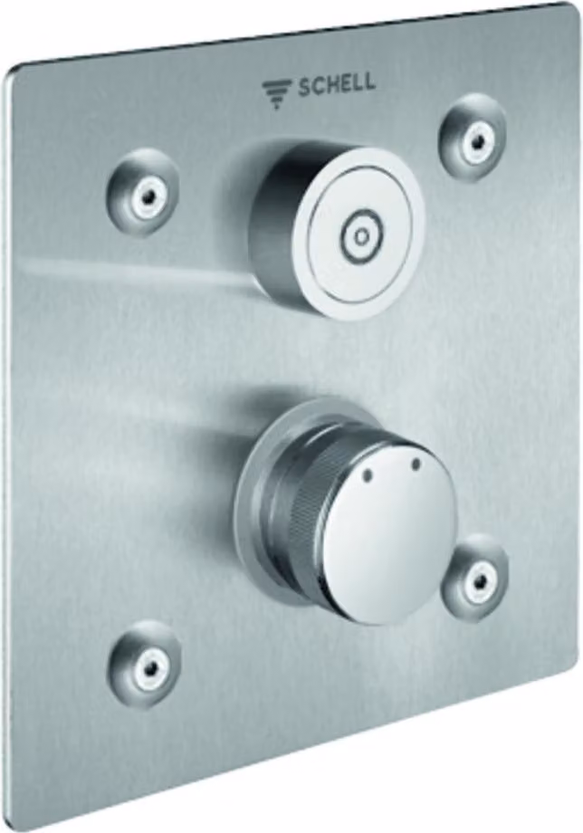 Doccia a parete Schell LINUS BASIC D-C-M CVD elettronica touch, funzionamento a batteria/mains 6/9 V Pannello frontale in acciaio inox