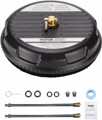 Idropulitrice per superfici VEVOR con 4 ruote, pressione massima 206,8 bar, con connettore rapido da 1/4, 2 ugelli a spruzzo e 2 lance estese, colore nero