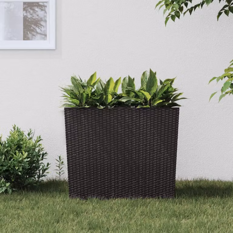 Fioriera con interno rimovibile vidaXL marrone in plastica effetto rattan con capacità 44 L