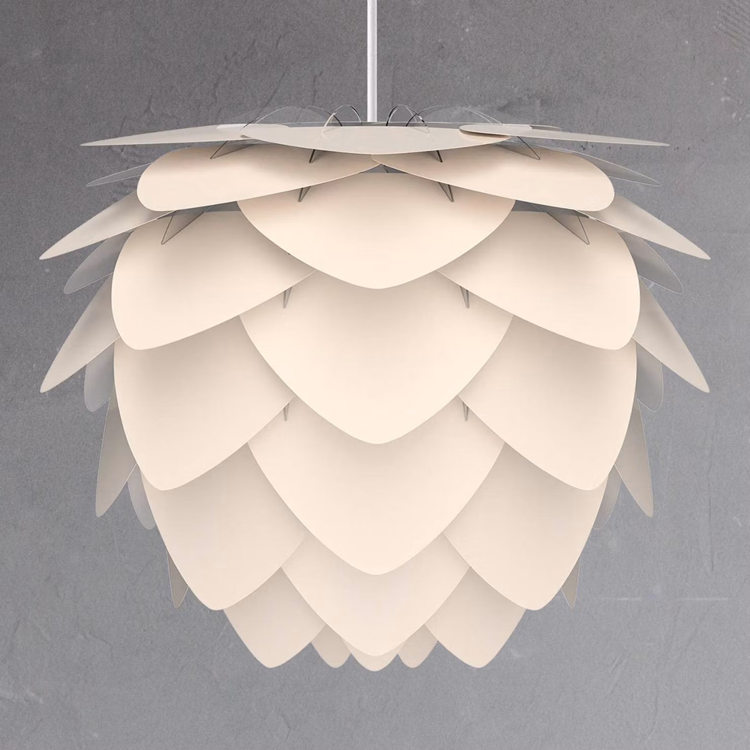 UMAGE Lampada a sospensione Aluvia, dimmerabile, Crema / Ambra, Soggiorno / Sala da pranzo, Alluminio, Design, Lampada a sospensione