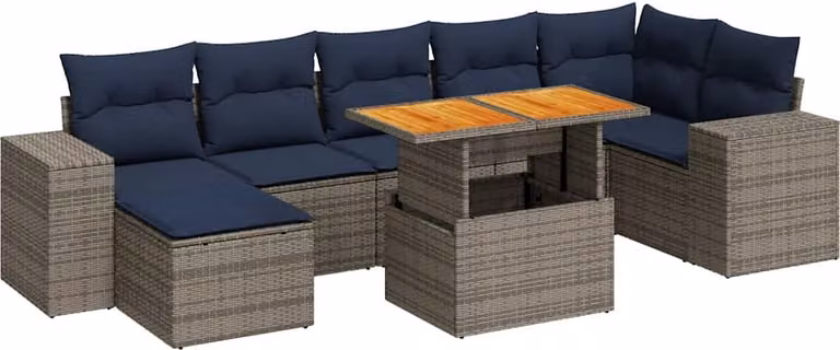 Set Divano da Giardino 8 pz con Cuscini Grigio in Polyrattan