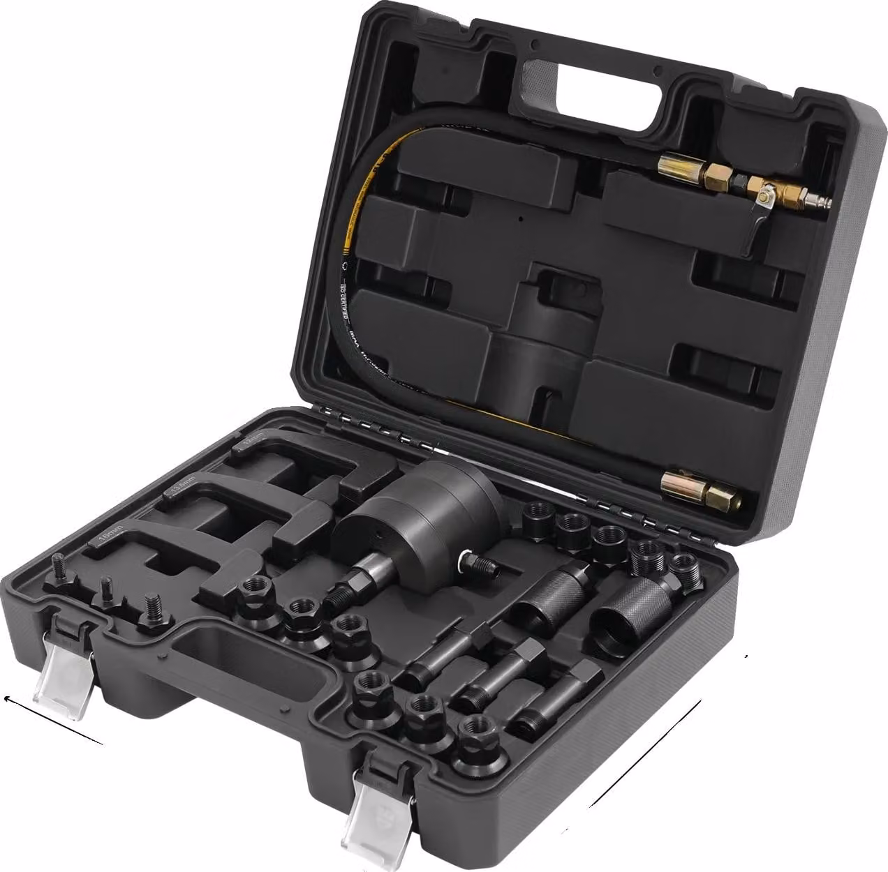 Set di espulsori per iniettori diesel, funzionamento pneumatico, set di strumenti completo, nero