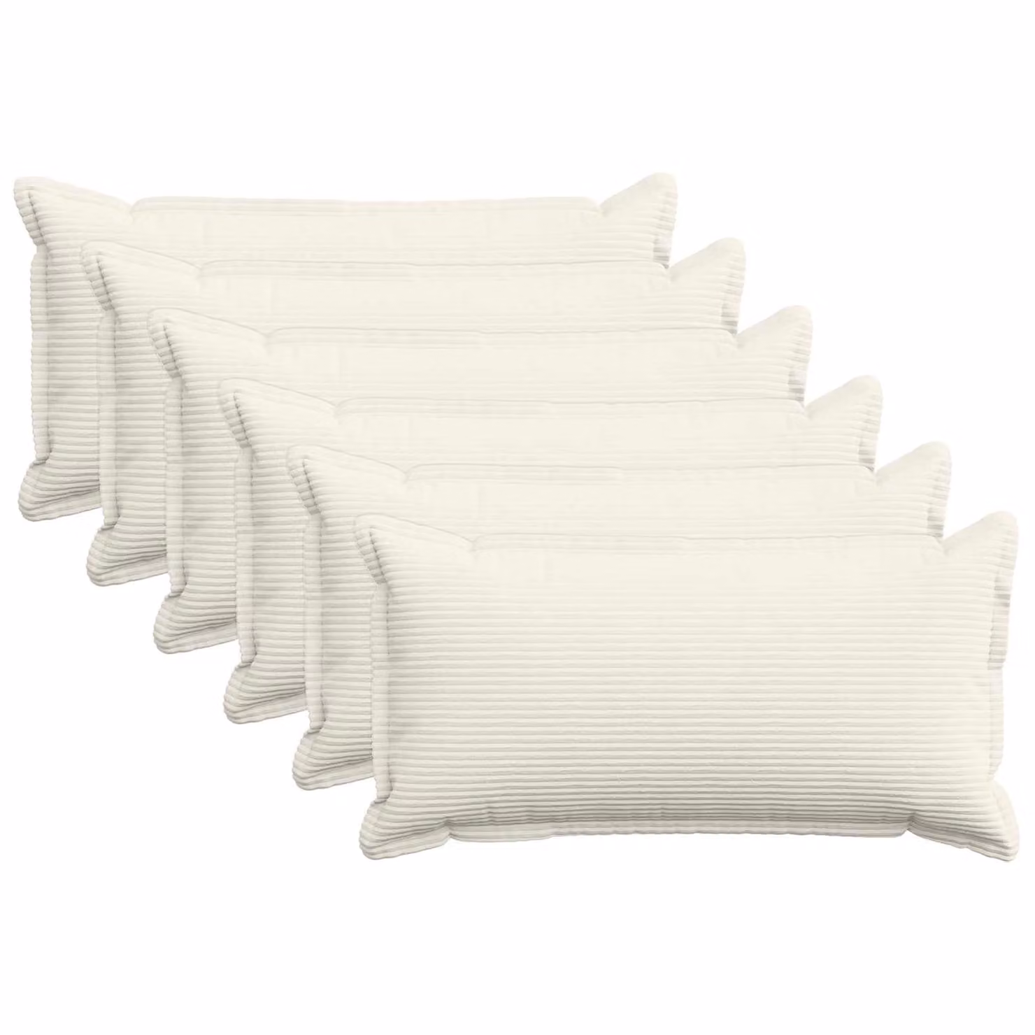 Set di 6 federe vidaXL HOUTEN in velluto a coste, colore beige, L 80 x P 40 cm