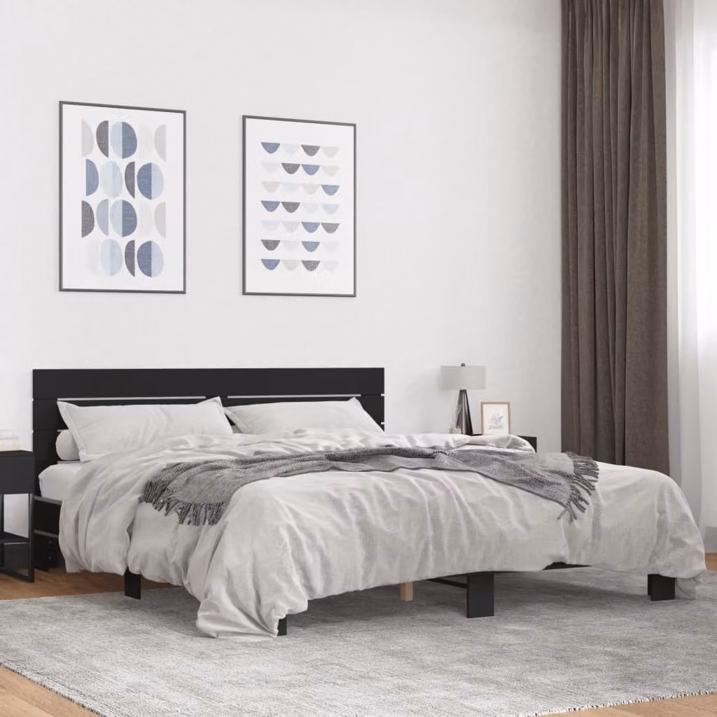 vidaXL Giroletto Nero in Legno e Metallo 200x200 cm