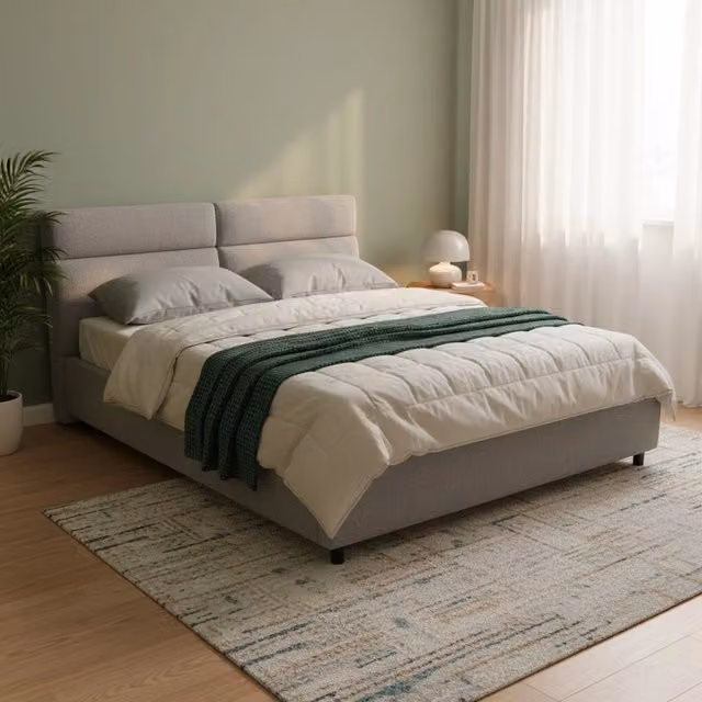 Letto Matrimoniale Ator DMORA con Contenitore a Alzata, Grigio, L/P: 160 x 200 cm