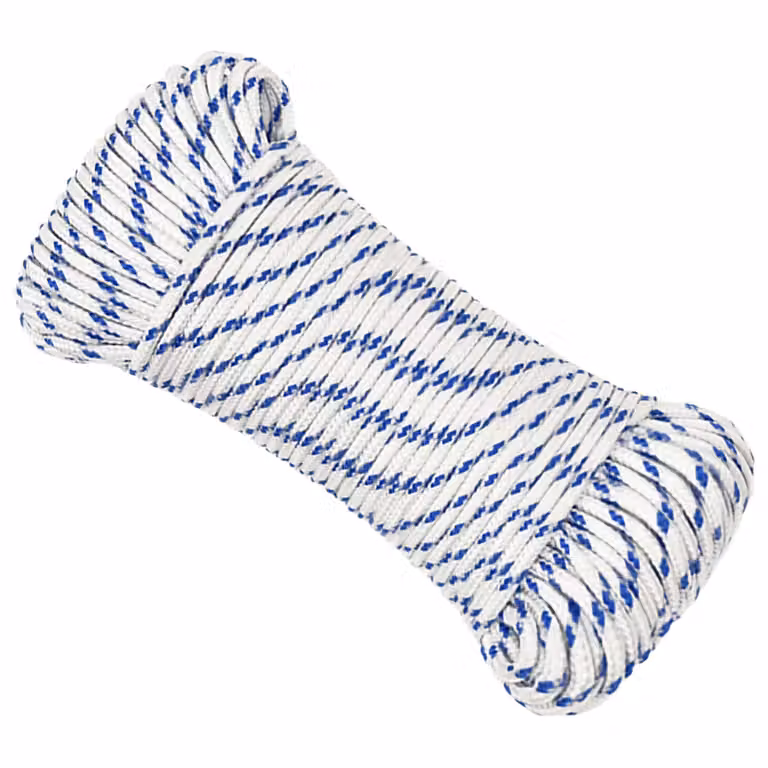 Corda multiuso vidaXL in plastica da 50 m, diametro 4 mm, bianco e blu, carico massimo 105 kg