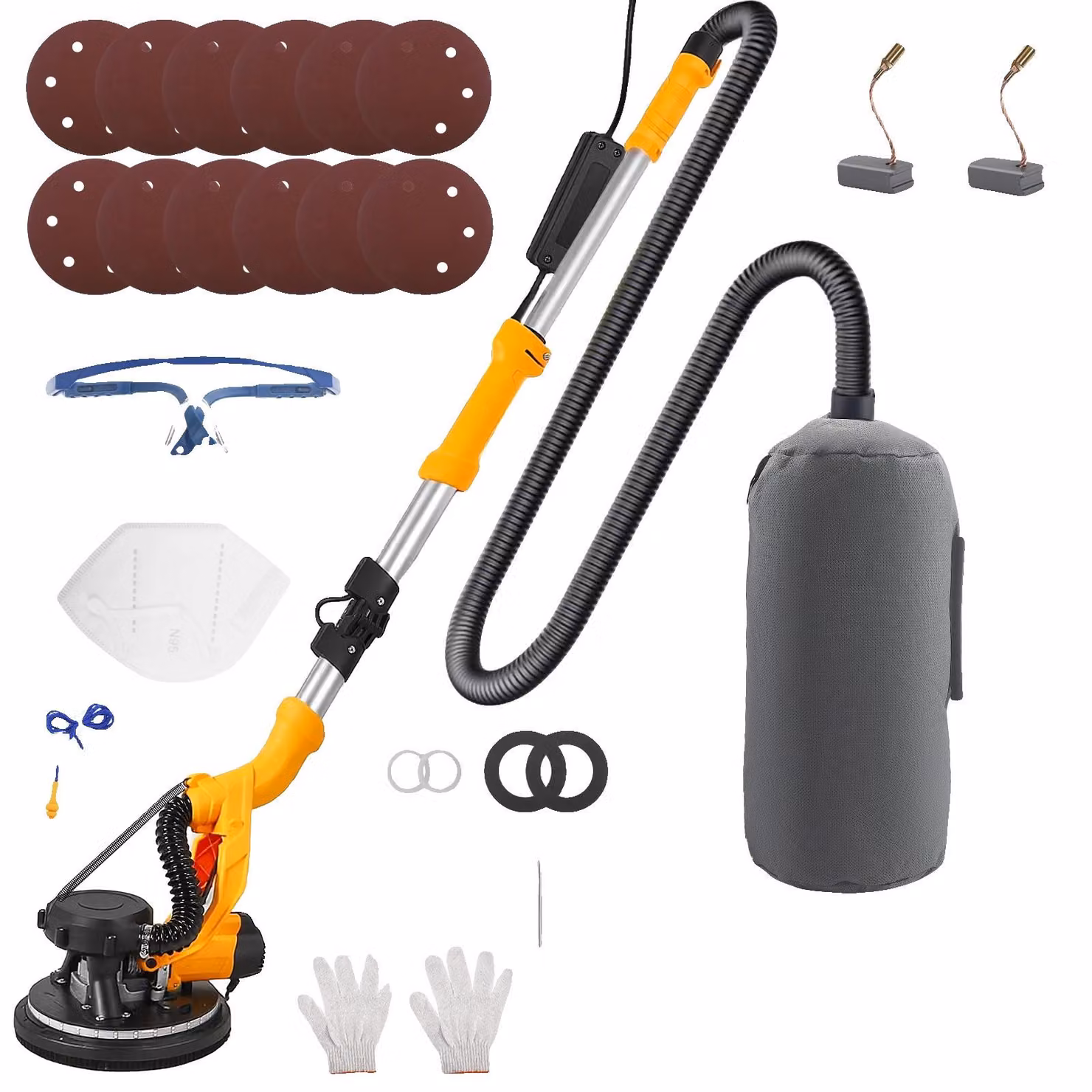 Levigatrice per cartongesso, 1250W, lunghezza regolabile, colore nero