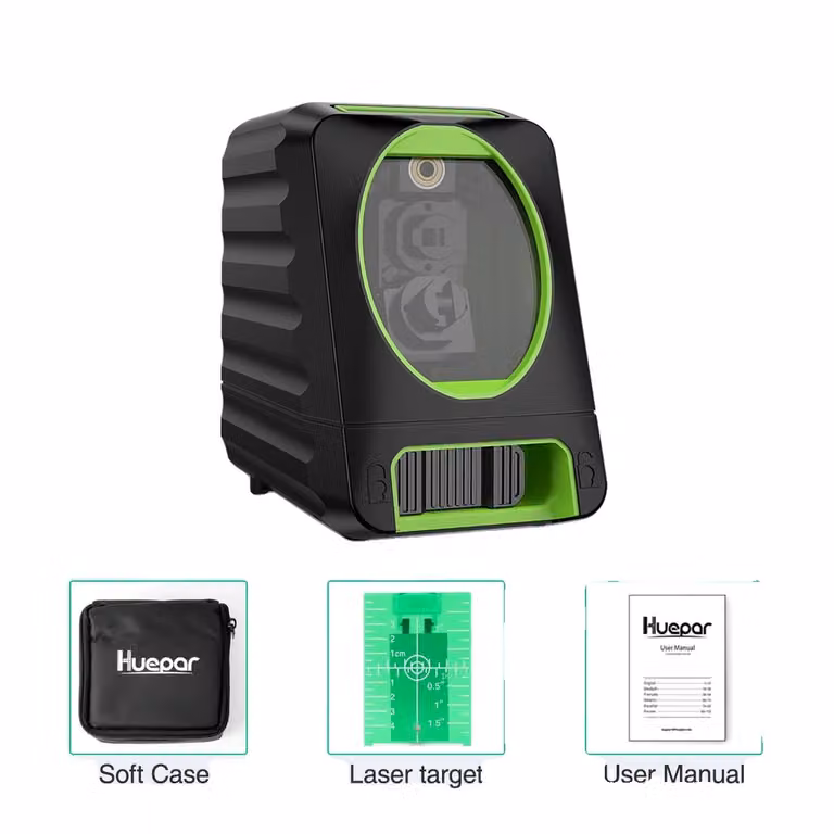 Livellatore laser verde Huepar, distanza di lavoro 150 piedi, precisione ±3 mm, senza supporto