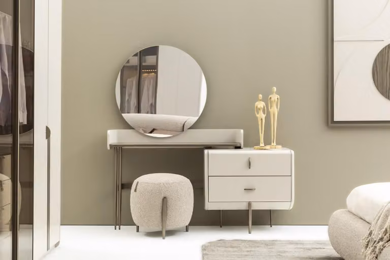 Beige Moderner Schminktisch Hochwertig Designer Frisiertisch Mit Schubladen