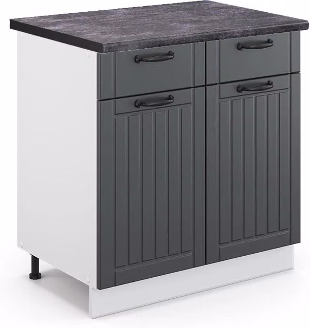 Mobiletto base per cucina Fame-Line Antracite rustico/Bianco 80 cm, PL Antracite Vicco