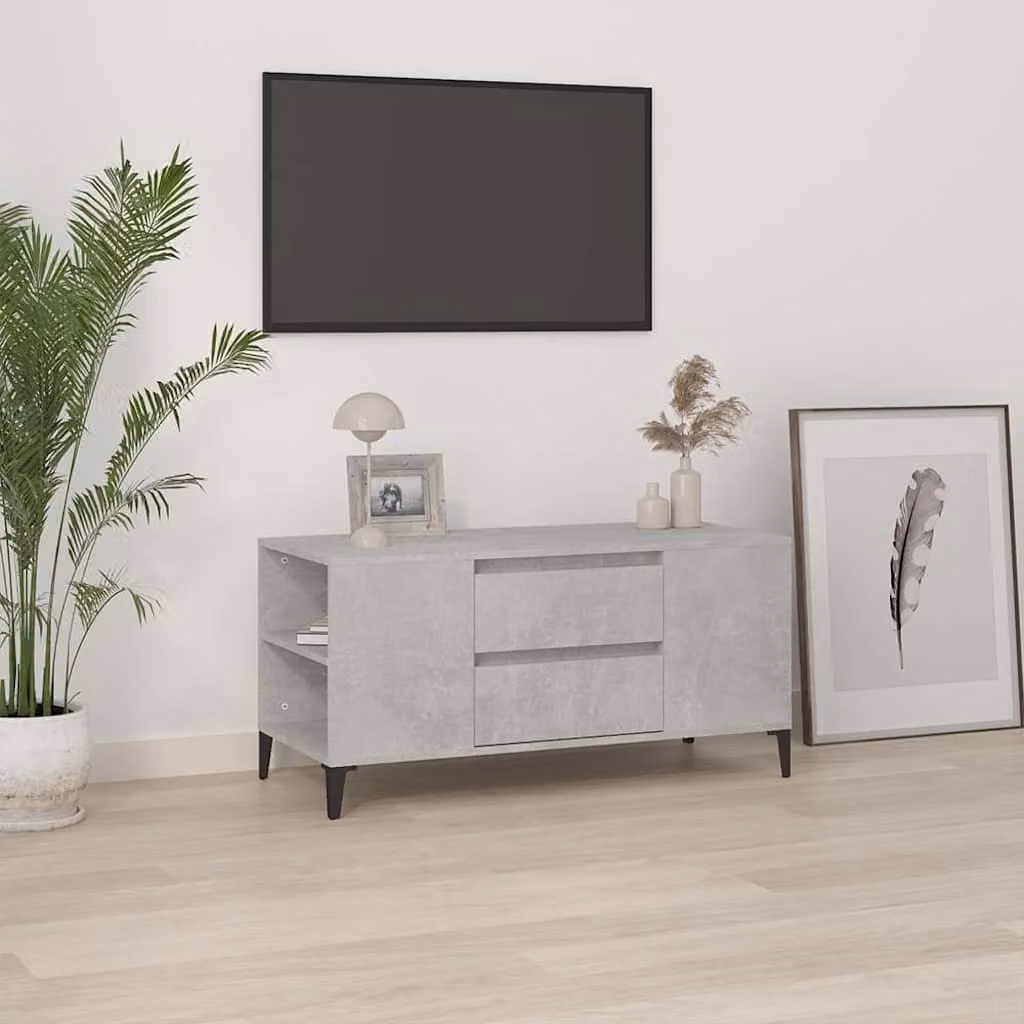 Mobile per TV vidaXL in stile industrial, Grigio Cemento, L: 102 cm, P: 44,5 cm, H: 50 cm